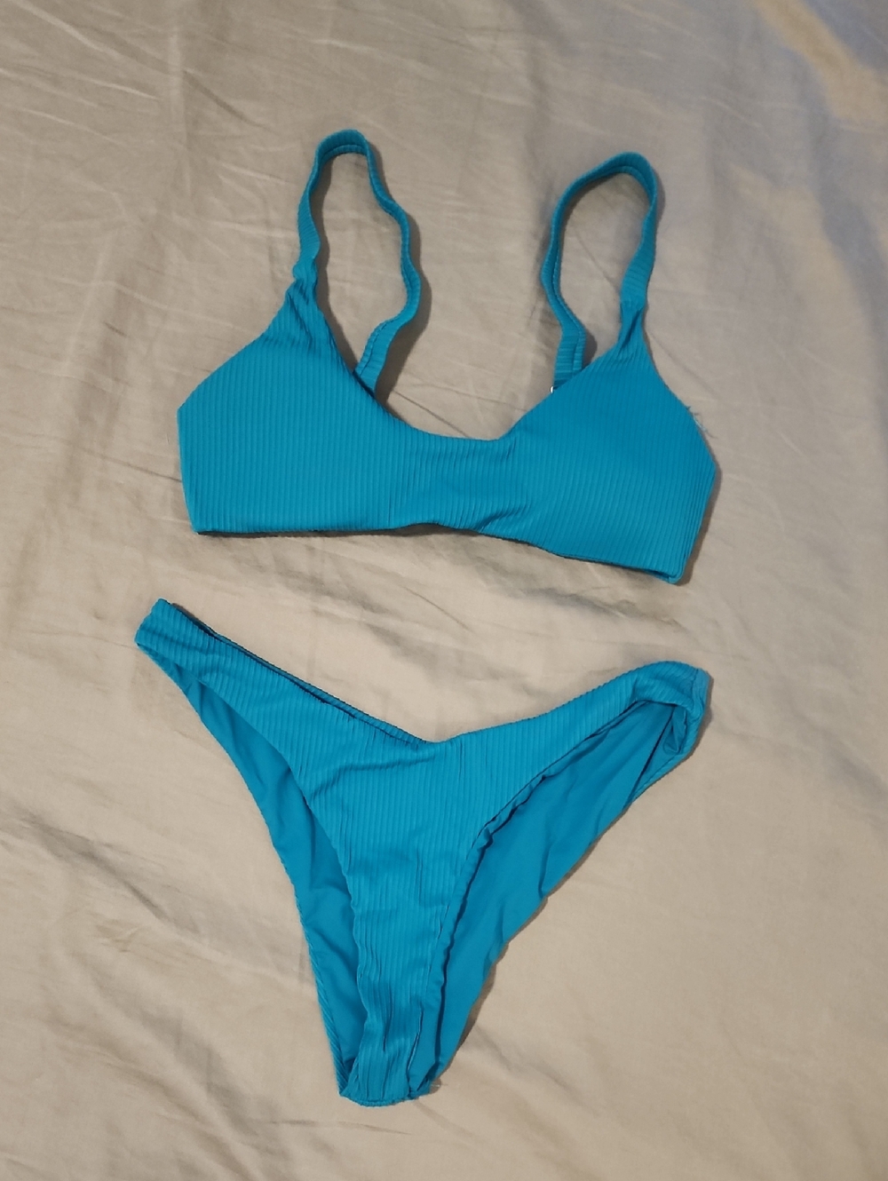 Women’s Ribbed Blue Bikini Set